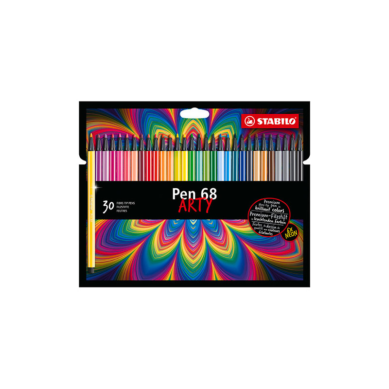 Stabilo pen 68 arty 30 sztuk w kratonowym etui - sklep plastyczny - sz