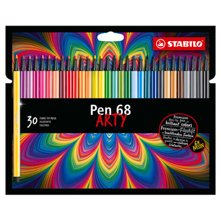 Stabilo pen 68 arty 30 sztuk w kratonowym etui - sklep plastyczny - sz