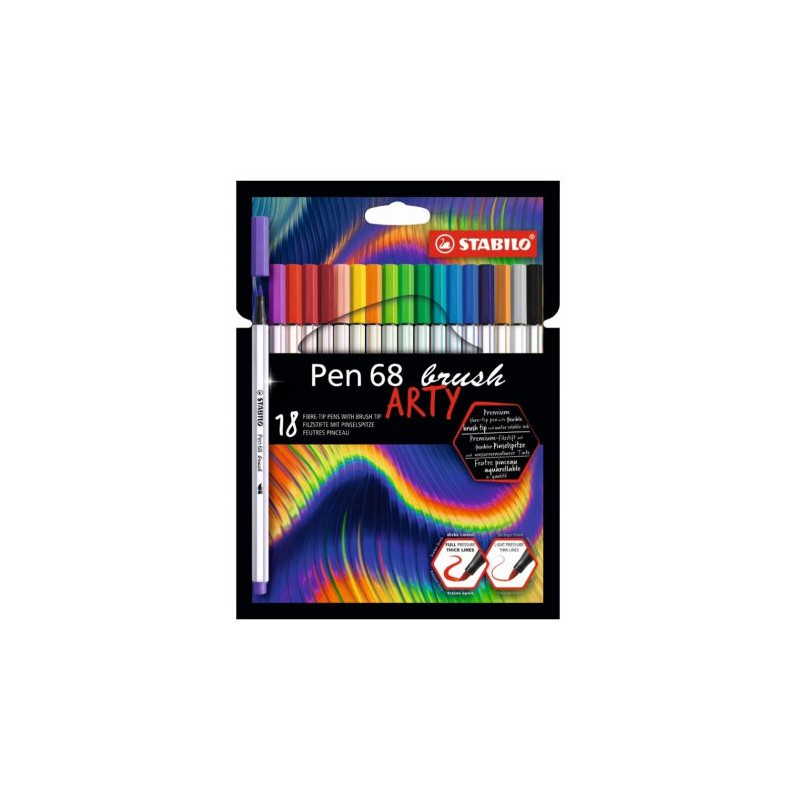 Stabilo pen 68 brush arty 18 pieces in a cardboard case