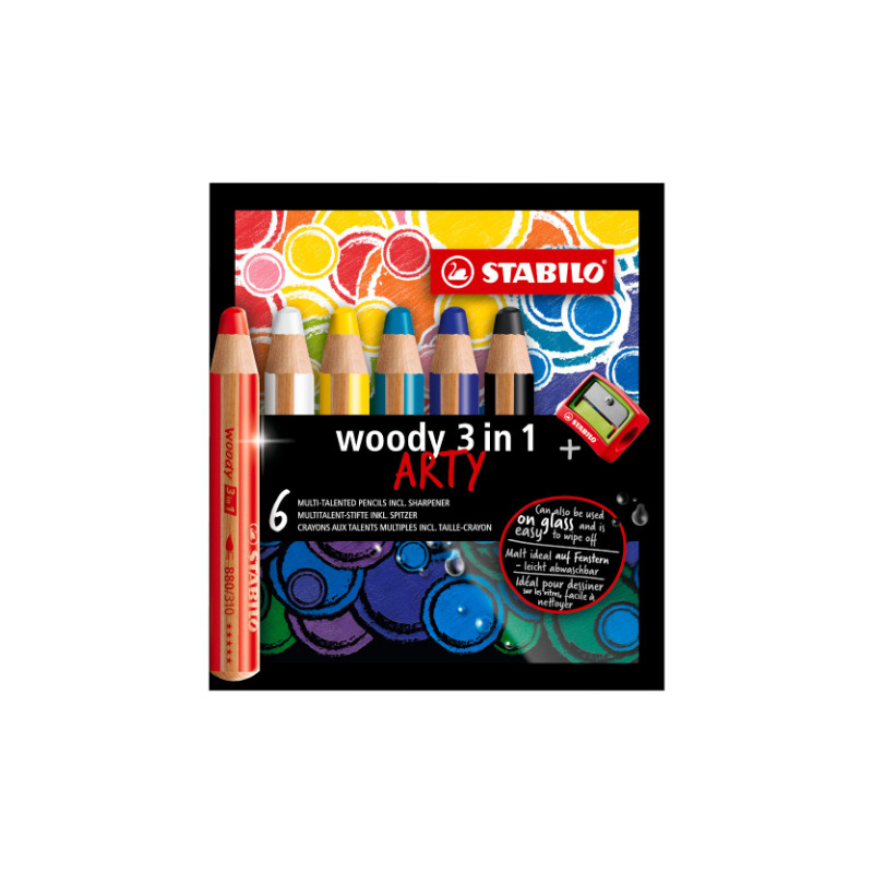 Stabilo woody 3w1 arty kredki 6 kolorów - sklep plastyczny - szał dla
