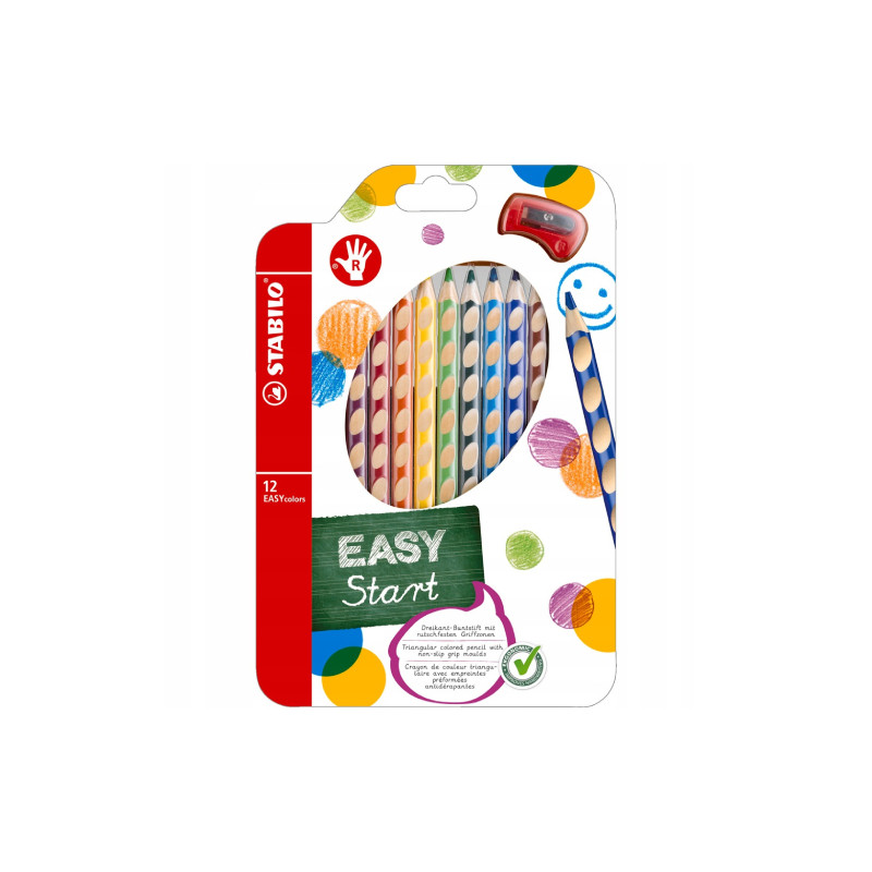 Stabilo easy start colored pencils for right-handed 12 colors