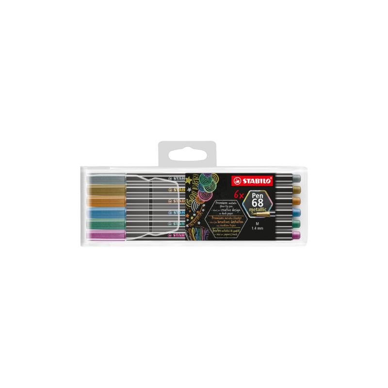 Stabilo pen 68 set of 6 metallic fineliners