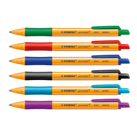 Stabilo pointball retractable ball pen 05mm