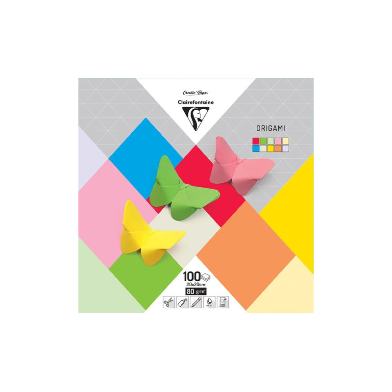 Clairefontaine origami paper basic 20x20 80g 100 sheets 10 colors