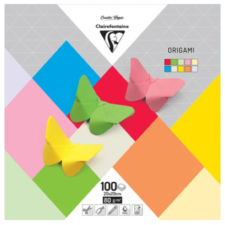 Clairefontaine origami paper basic 20x20 80g 100 sheets 10 colors