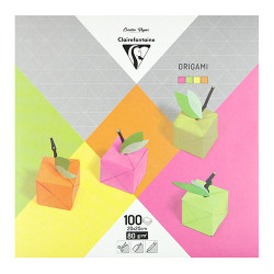 Clairefontaine papier origami neon 20x20 80g 100ark 4 kolory - sklep p