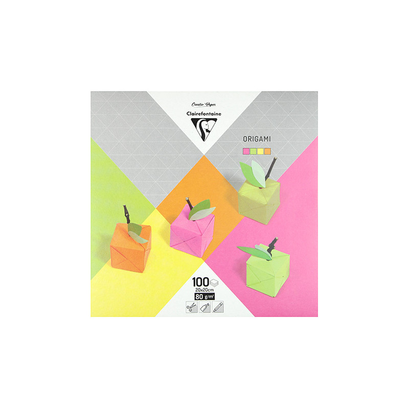 Clairefontaine origami neon paper 20x20 80g 100 sheets 4 colors
