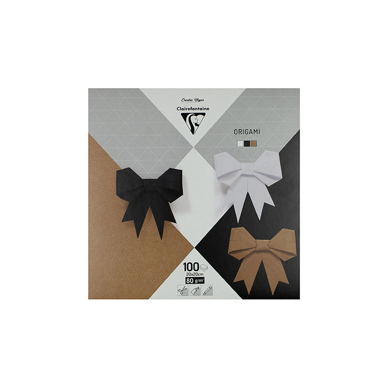 Clairefontaine origami neutal paper 20x20 80g 100 sheets 3 colors
