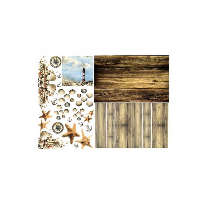 Papier do decoupage A3 ITD 0153 wakacje latarnia muszle - sklep plasty