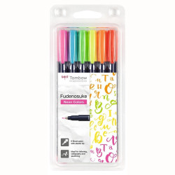 Tombow Fudenosuke felt-tip pen brush pen set of 6 markers
