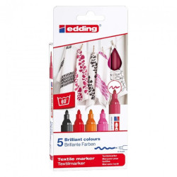 Edding set of 5 markers for fabrics 2-3mm warm colors