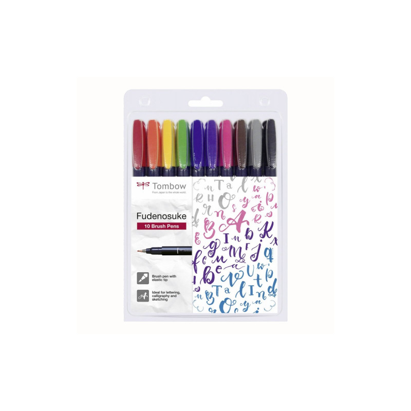 Tombow Fudenosuke felt-tip pen brush pen set of 10 pens