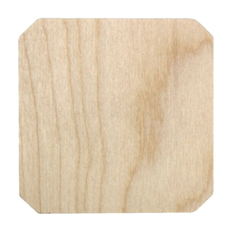 Wooden square coaster with cut corners 10x10 cm