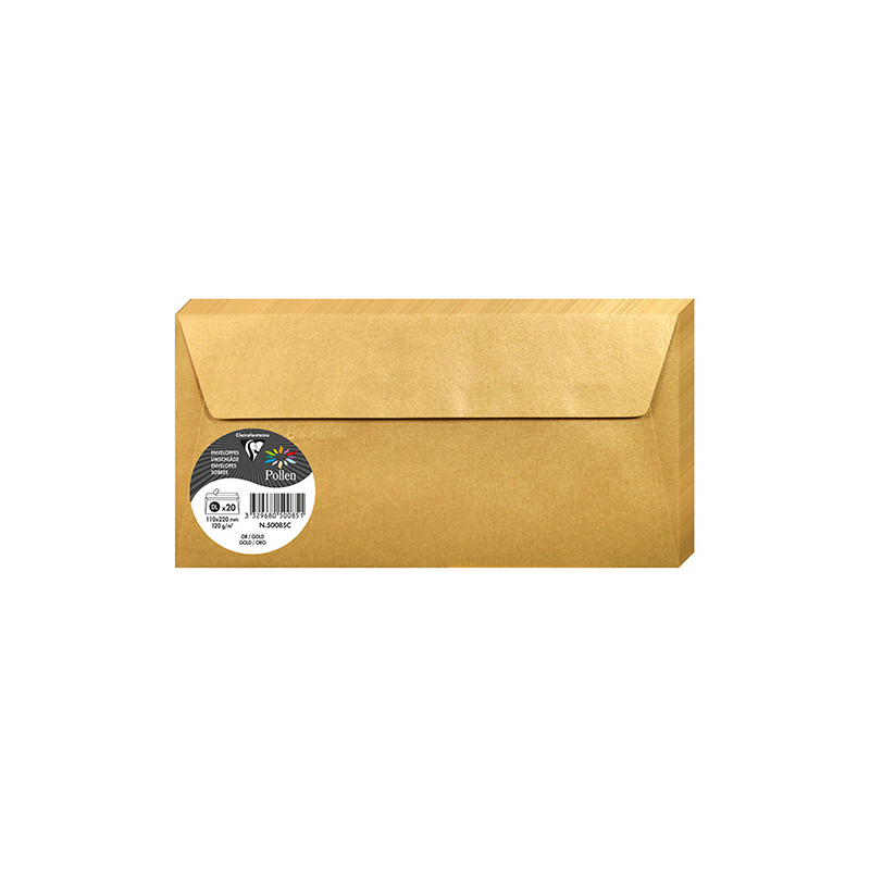 Clairefontaine pollen metallic envelopes 110x220mm 120g 20 pieces