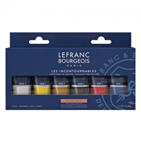 Lefranc&Bourgeois zestaw farb akrylowych fine 6x20ml - sklep plastyczn