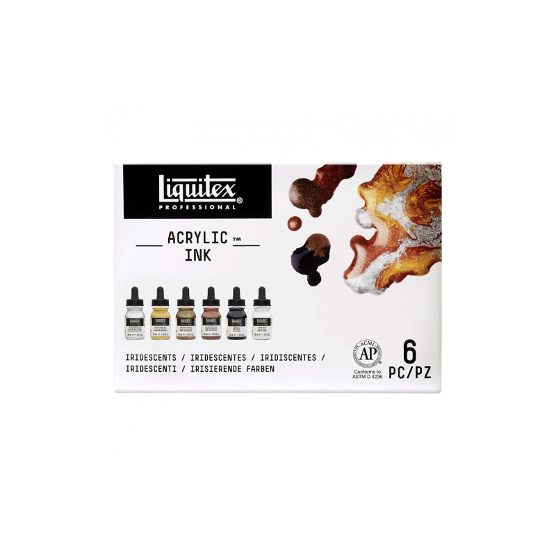Liquitex set of 6 acrylic inks 30ml metallic