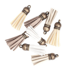 DP Craft clear tassels 8 pieces - beige, ecru, white