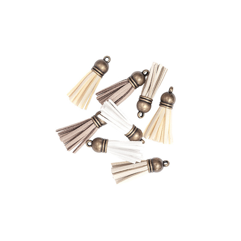 DP Craft clear tassels 8 pieces - beige, ecru, white