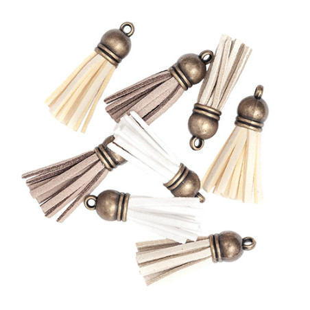 DP Craft clear tassels 8 pieces - beige, ecru, white