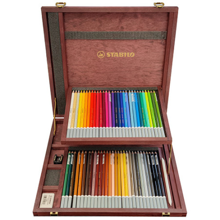 Stabilo carbothello 60 dry pastels in a crayon wooden case