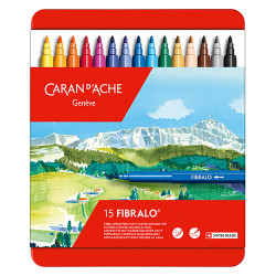 Caran d'Ache fibralo set of 15 felt-tip pens in metal case