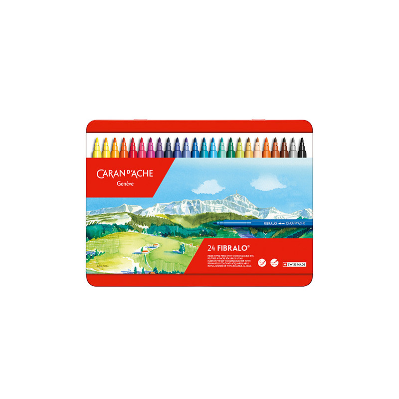 Caran d'Ache fibralo, set of 24 felt-tip pens, metal case