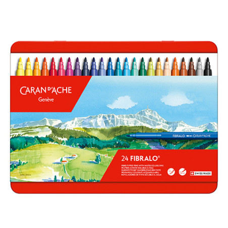 Caran d'Ache fibralo, set of 24 felt-tip pens, metal case