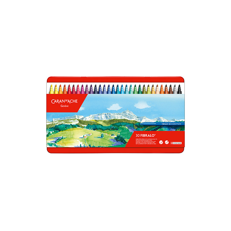 Caran d'Ache fibralo, set of 30 felt-tip pens, metal case