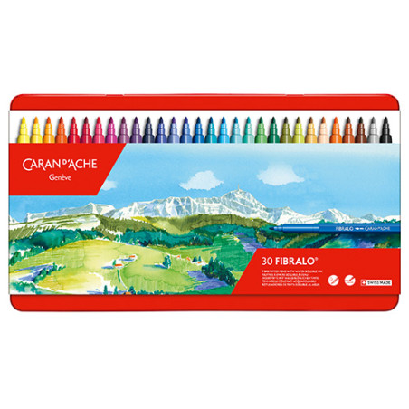 Caran d'Ache fibralo, set of 30 felt-tip pens, metal case