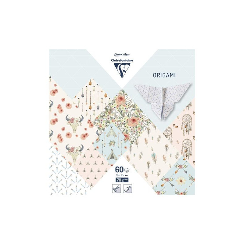 Clairefontaine origami paper bohemian chic 15x15cm 70g 60 sheets