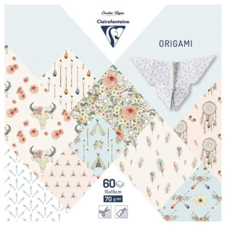 Clairefontaine origami paper bohemian chic 15x15cm 70g 60 sheets