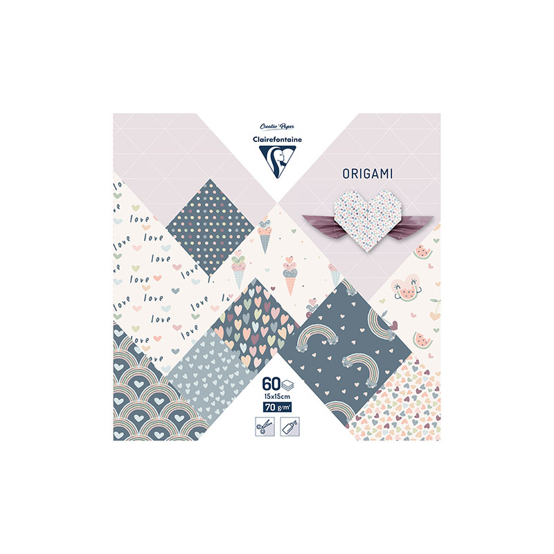 Clairefontaine origami paper little love 15x15cm 70g 60 sheets