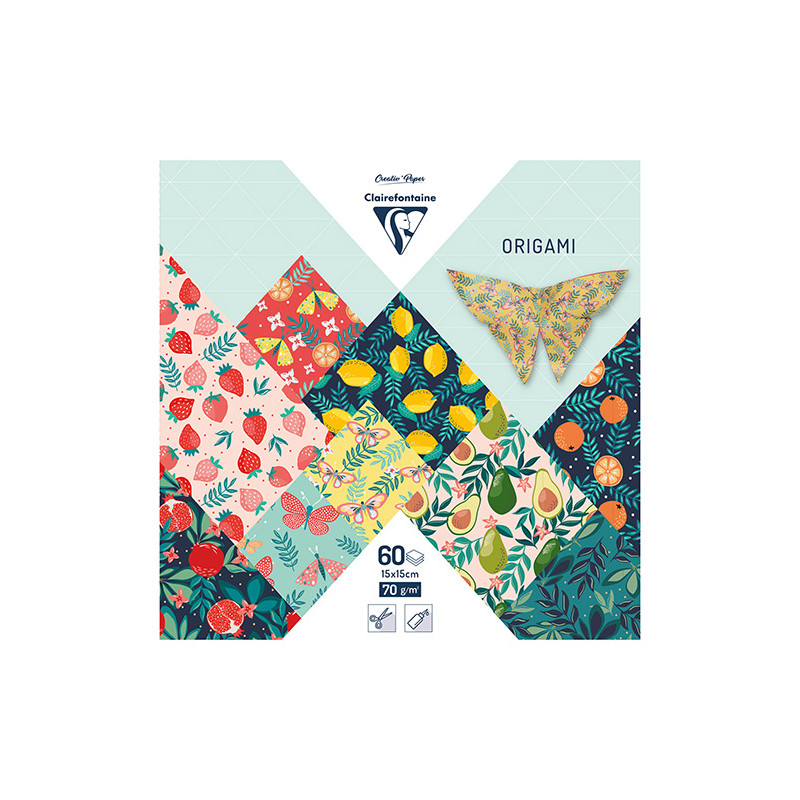 Clairefontaine origami paper fruit garden 15x15cm 70g 60 sheets