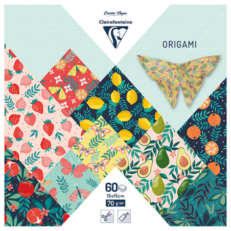 Clairefontaine origami paper fruit garden 15x15cm 70g 60 sheets