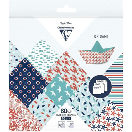 Clairefontaine origami sailor 10x10,15x15,20x20 70g 60ark - sklep plas
