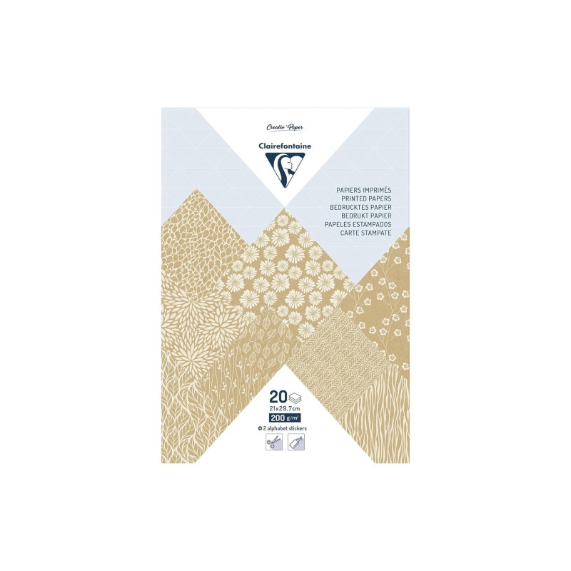 Clairefontaine kraft floral decorative paper A4 20 sheets