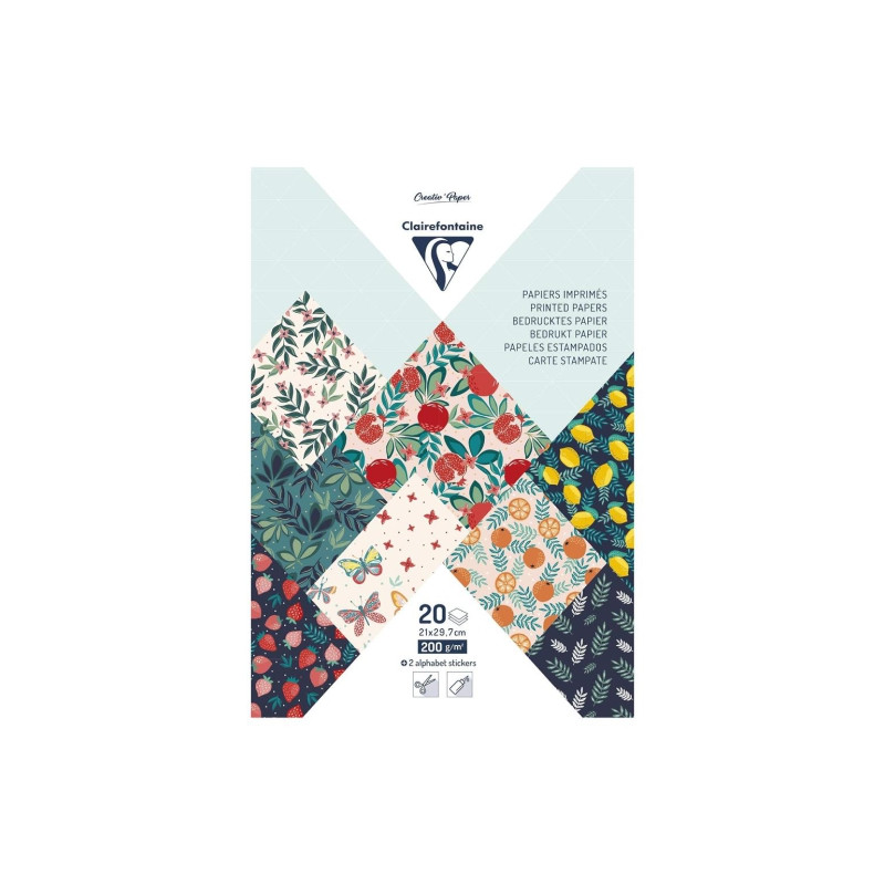 Clairefontaine papier dekoracyjny fruit garden A4 20 arkuszy - sklep p
