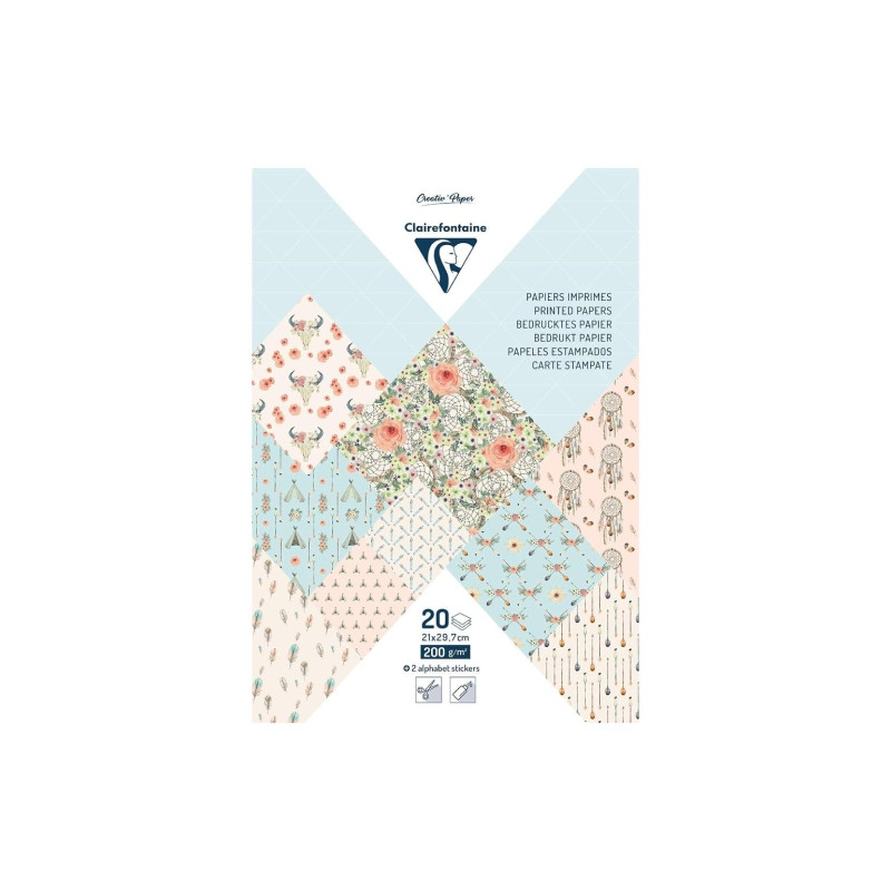 Clairefontaine papier dekoracyjny boheme chic A4 20 arkuszy - sklep pl