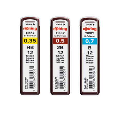 Rotring tikky hi-polymer graphite cartridge 12 pcs