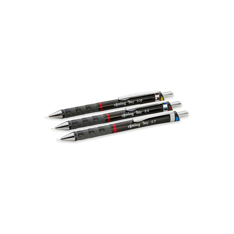 Rotring set of 3 tikky rd black pencils 0.35 0.5 0.7