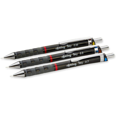 Rotring set of 3 tikky rd black pencils 0.35 0.5 0.7