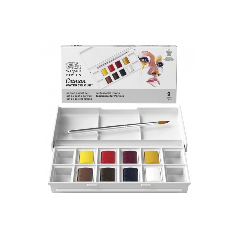 Winsor&Newton cotman portrait zestaw 8 półkostek - sklep plastyczny -