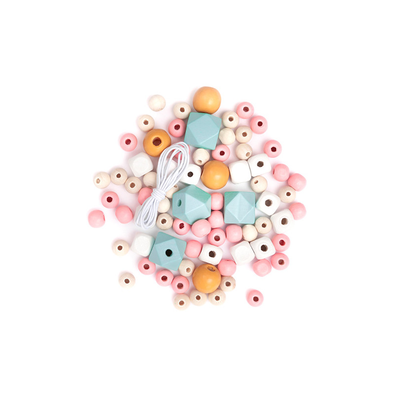 DP Craft wooden pastel beads 80 pieces