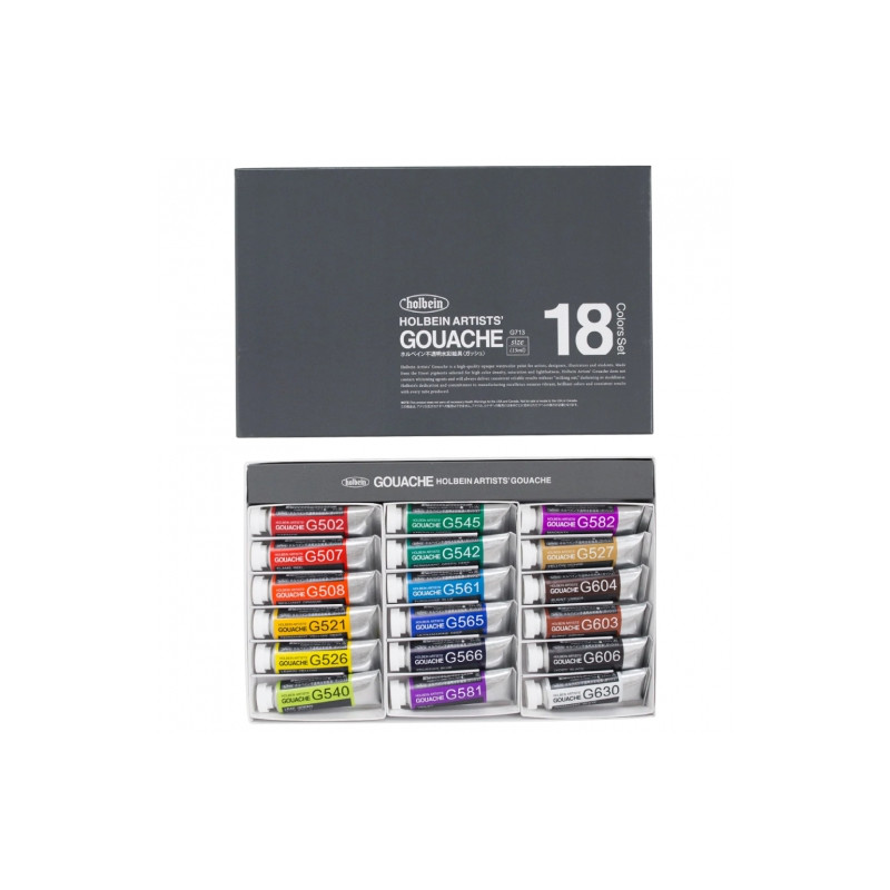 Holbein artists gouache set 18x15ml