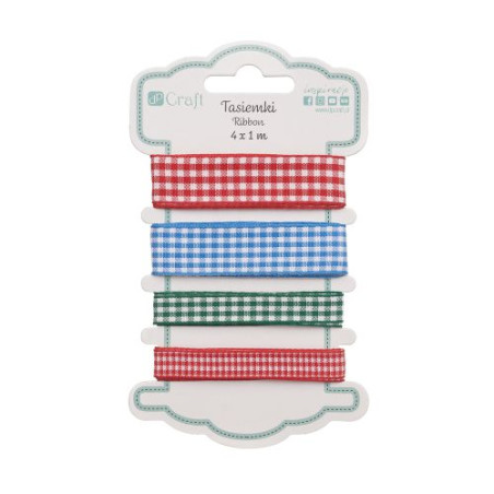 DP Craft checked 4 x 1m ribbon set