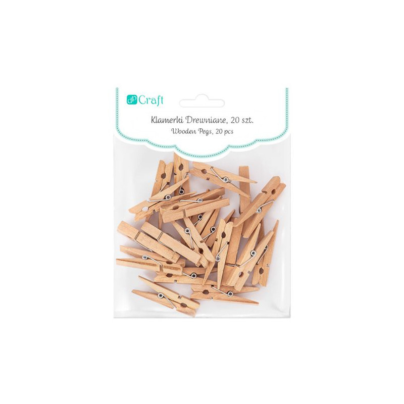 DP Craft klamerki drewniane naturalne 4.8cm 20 sztuk