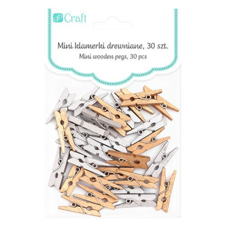 DP Craft klamerki drewniane mini gold & silver 2,5cm 30 sztuk