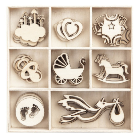 DP Craft baby wood shapes 40 pieces
