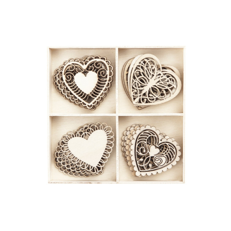DP Craft wood shapes of hearts 20 pieces