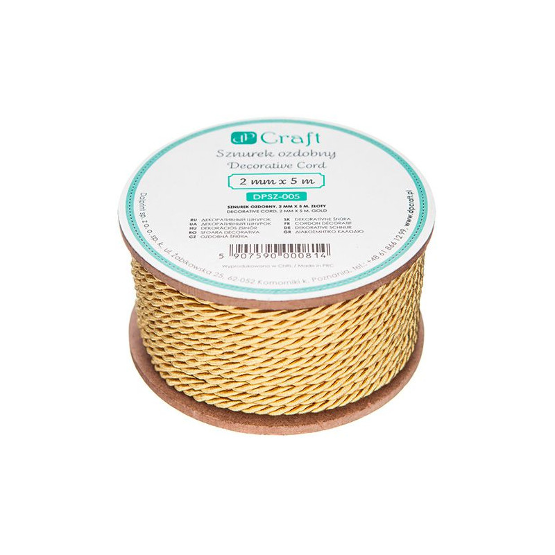 DP Craft decorative string 2mm x 5m gold